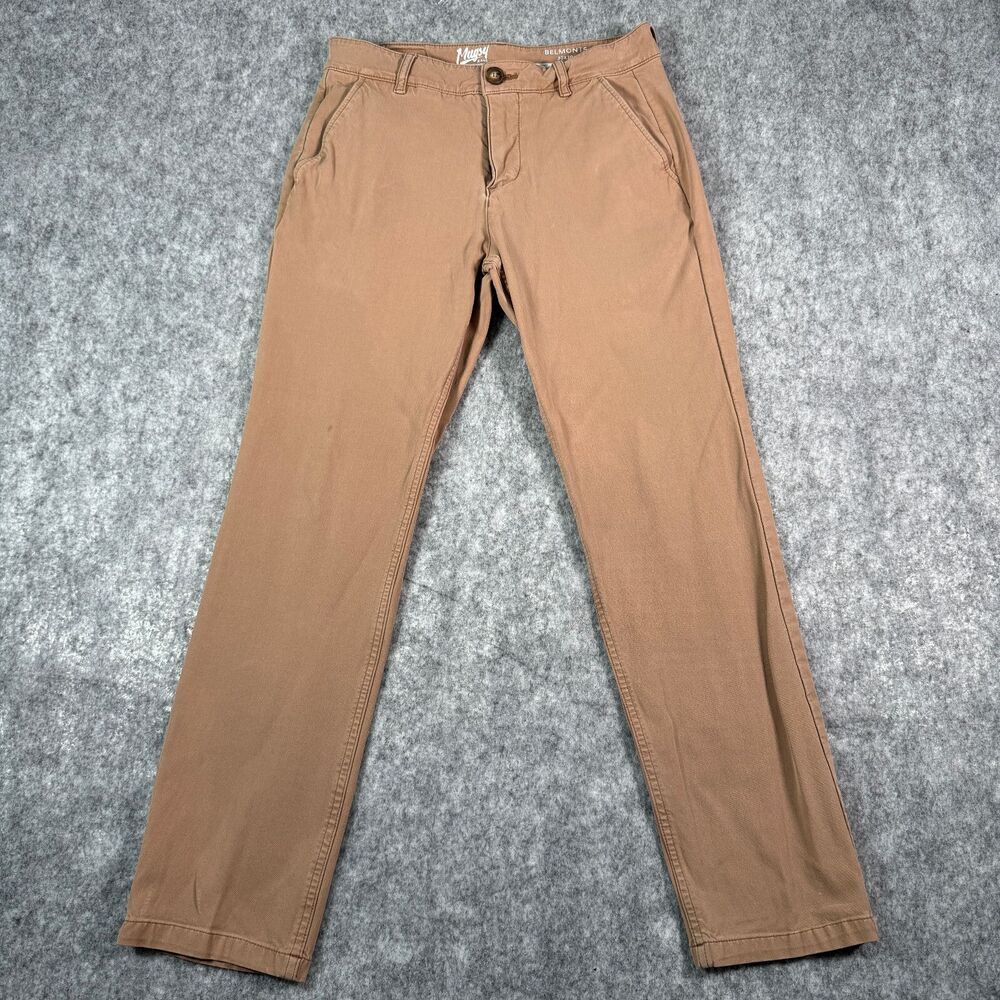Mugsy Belmont Pants Mens 30x30 Fits 30x28 Brown Chinos Khakis Casual Office